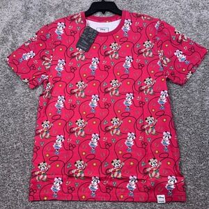 Loungefly Disney Western Mickey Minnie Lasso Unisex Tee Red Large NEW
